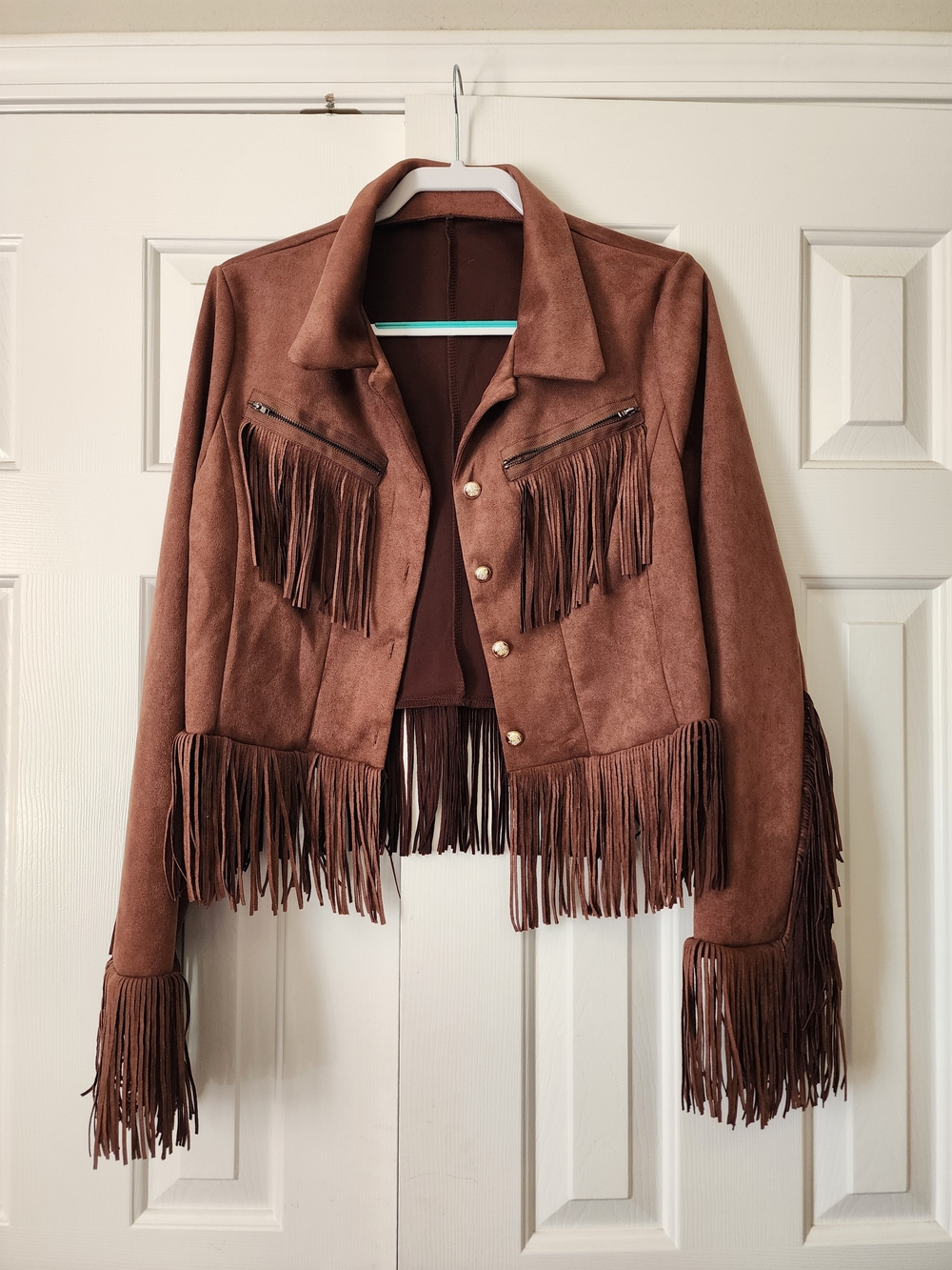 Brown Fringe Western Jacket  Festival Westerncore Size Xl Boho - Picture 2 of 7
